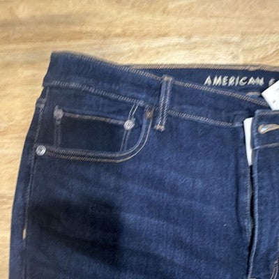 American Eagle Next Level Stretch High-Rise Flare Jeans Dark Blue Coldwater Rin…