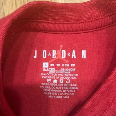 Jordan Boys  T-Shirt Size 4 (3-4 YRS)