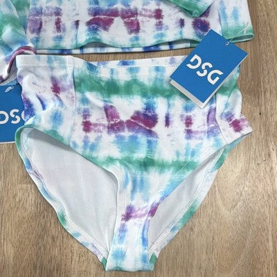 DSG Girls 3 Piece Bathing Suit  High-Waisted Rash Guard UV S