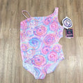 Girls One Piece Swimsuit Pink Multicolor Swirl L (12/14)