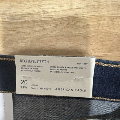 American Eagle Next Level Stretch High-Rise Flare Jeans Dark Blue Coldwater Rin…