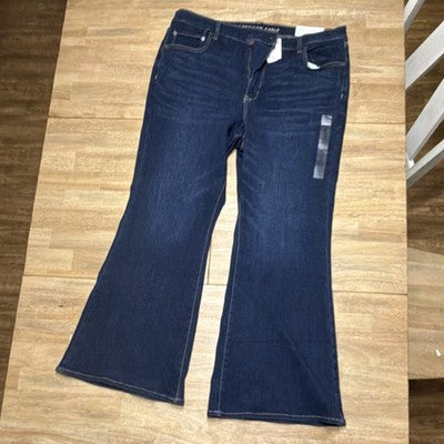 American Eagle Next Level Stretch High-Rise Flare Jeans Dark Blue Coldwater Rin…