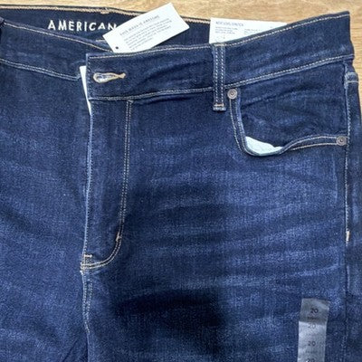 American Eagle Next Level Stretch High-Rise Flare Jeans Dark Blue Coldwater Rin…