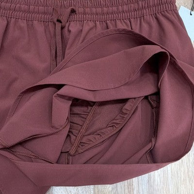 CALIA Step Up Women's Athletic Shorts Red Brown Relaxed Fit 3" Inseam