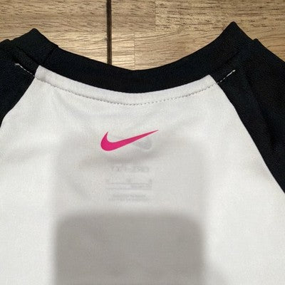 Nike Boys Rash Guard DRI-FIT UPF White/Black Logo Size M NESSC745-100