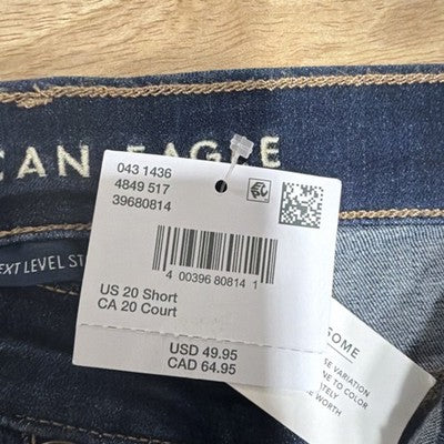 American Eagle Next Level Stretch High-Rise Flare Jeans Dark Blue Coldwater Rin…