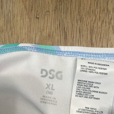 DSG Girls High-Waisted Bathing Suit Light Blue Pink XL