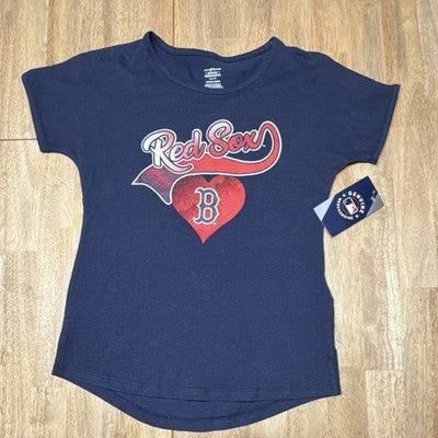 Girls Red Sox Navy Crew Neck Logo T-Shirt M 10/12