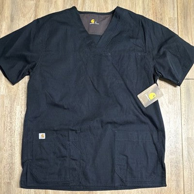 Carhartt Black Unisex Medical Scrub Top Size S C15208 55% Cotton 45% Polyester