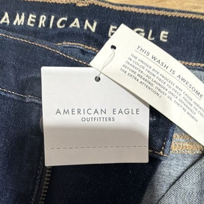 American Eagle Next Level Stretch High-Rise Flare Jeans Dark Blue Coldwater Rin…