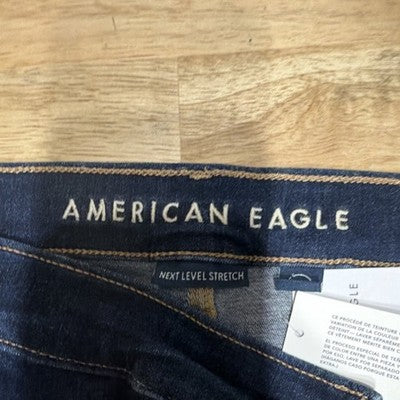 American Eagle Next Level Stretch High-Rise Flare Jeans Dark Blue Coldwater Rin…