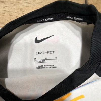 Nike Boys Rash Guard DRI-FIT UPF White/Black Logo Size M NESSC745-100