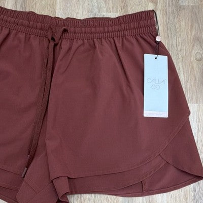 CALIA Step Up Women's Athletic Shorts Red Brown Relaxed Fit 3" Inseam