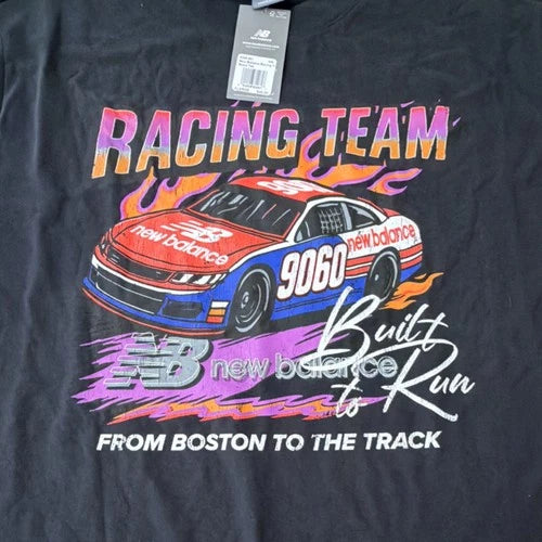 New Balance Racing Team Graphic Print Men's XL Black Short Sleeve T-Shirt