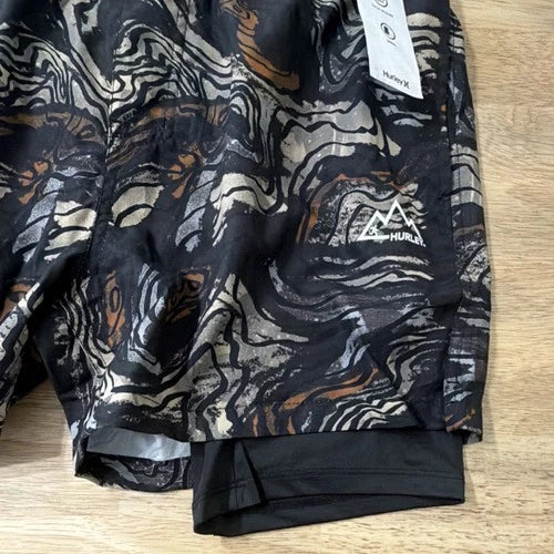 Hurley Trek II Dri Trek Men's Athletic Shorts Sweat-Wicking Black M MWS0007060