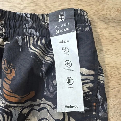 Hurley Trek II Dri Trek Men's Athletic Shorts Sweat-Wicking Black M MWS0007060