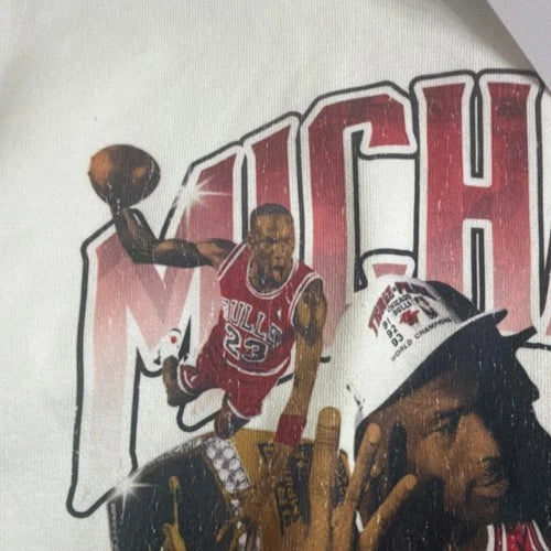 Jordan Michael Jordan Graphic Print Hooded Fleece Pullover Sweatshirt White M