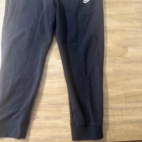 Nike Fleece Sweatpants Mens XXL Black White Swoosh Tapered Leg Relaxed Fit