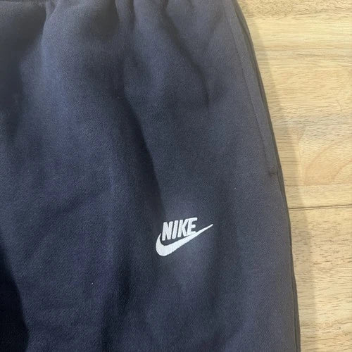 Nike Fleece Sweatpants Mens XXL Black White Swoosh Tapered Leg Relaxed Fit