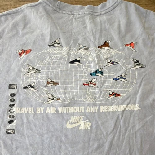 Nike Air The Nike Tee Men's Light Blue Graphic Loose Fit T-Shirt L HQ9275-057