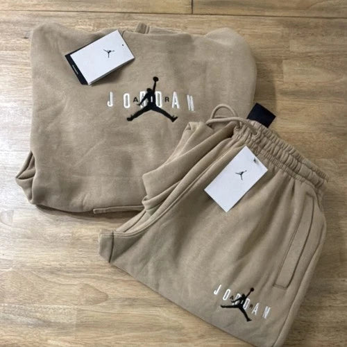 Jordan Beige Oversized Hoodie & Pants Tracksuit Set – Men’s Size S | Premium Streetwear Sweatsuit