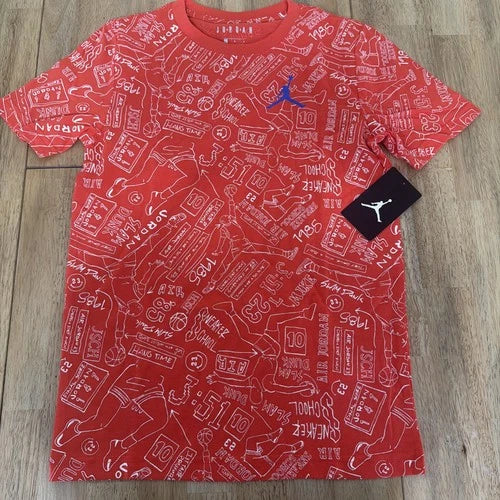 Jordan Boys Large Short Sleeve Shirt Red New With Tags