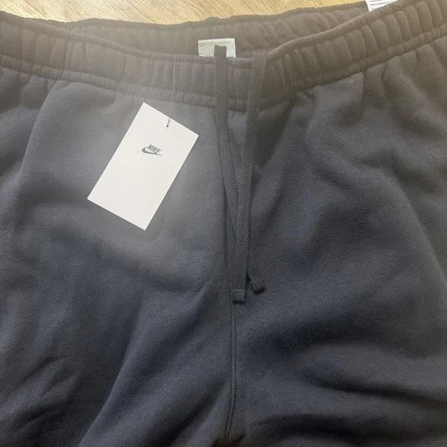 Nike Fleece Sweatpants Mens XXL Black White Swoosh Tapered Leg Relaxed Fit