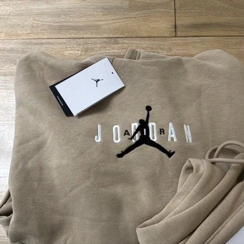 Jordan Beige Oversized Hoodie & Pants Tracksuit Set – Men’s Size S | Premium Streetwear Sweatsuit