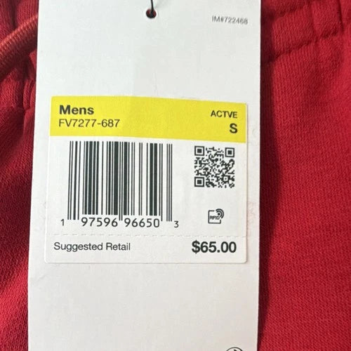 Jordan Sweatpants Men's Red Regular Fit Tapered Size S FV7277-687