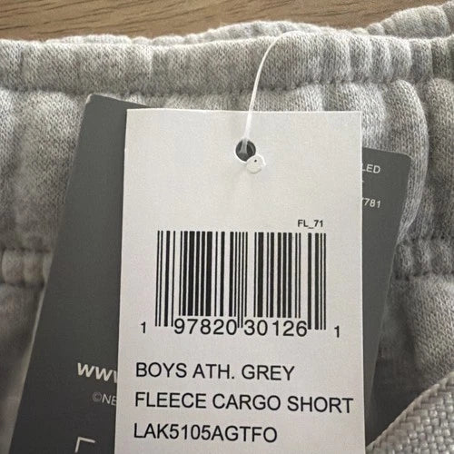 Boys Athletic Grey Fleece Cargo Short New Balance L (14/16) NWT