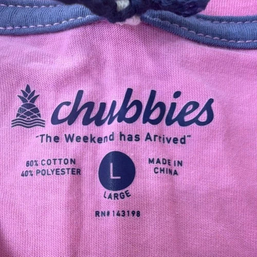 Chubbies The Surfer Men's Pink Blue Graphic Print Pocket T-Shirt L 629251-304