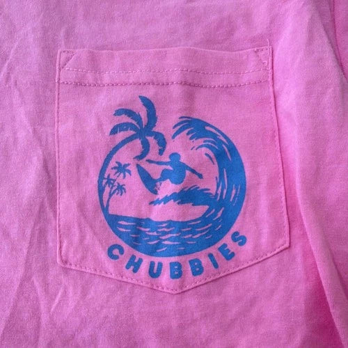Chubbies The Surfer Men's Pink Blue Graphic Print Pocket T-Shirt L 629251-304
