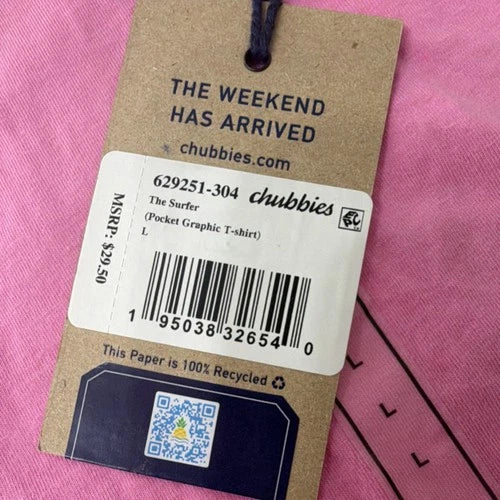 Chubbies The Surfer Men's Pink Blue Graphic Print Pocket T-Shirt L 629251-304