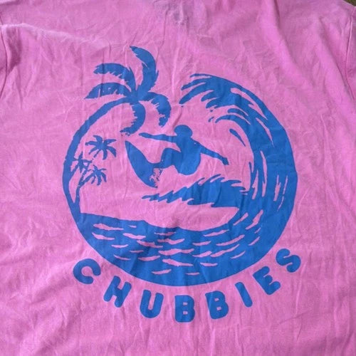 Chubbies The Surfer Men's Pink Blue Graphic Print Pocket T-Shirt L 629251-304
