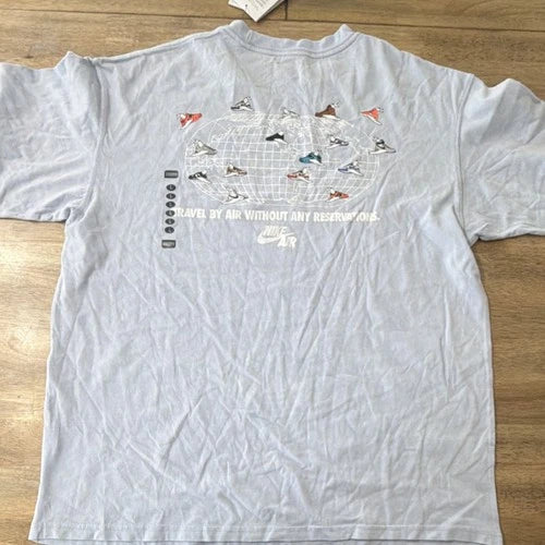 Nike Air The Nike Tee Men's Light Blue Graphic Loose Fit T-Shirt L HQ9275-057