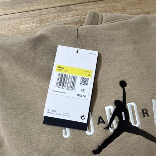 Jordan Beige Oversized Hoodie & Pants Tracksuit Set – Men’s Size S | Premium Streetwear Sweatsuit