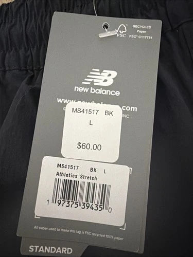 New Balance Shorts Size L Mens Black Woven 5" Athletic Stretch $60