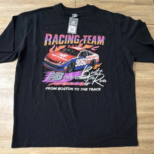 New Balance Racing Team Graphic Print Men's XL Black Short Sleeve T-Shirt