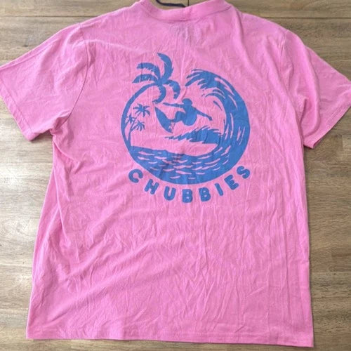 Chubbies The Surfer Men's Pink Blue Graphic Print Pocket T-Shirt L 629251-304