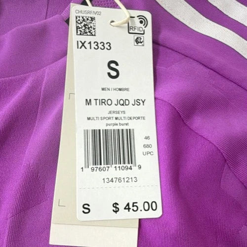 adidas Tiro M TIRO JQD JSY Purple Burst Loose Fit Striped Crew Neck Jersey S