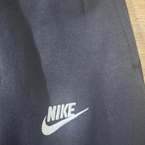 Nike Fleece Sweatpants Mens XXL Black White Swoosh Tapered Leg Relaxed Fit