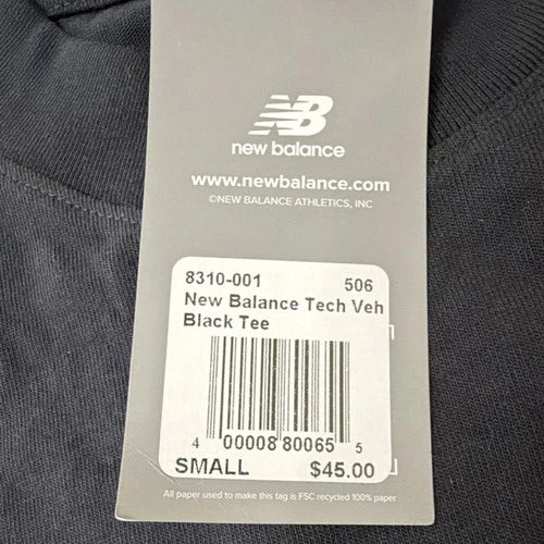 New Balance Tech Veh Black Men's Black S Short Sleeve T-Shirt 8310-001